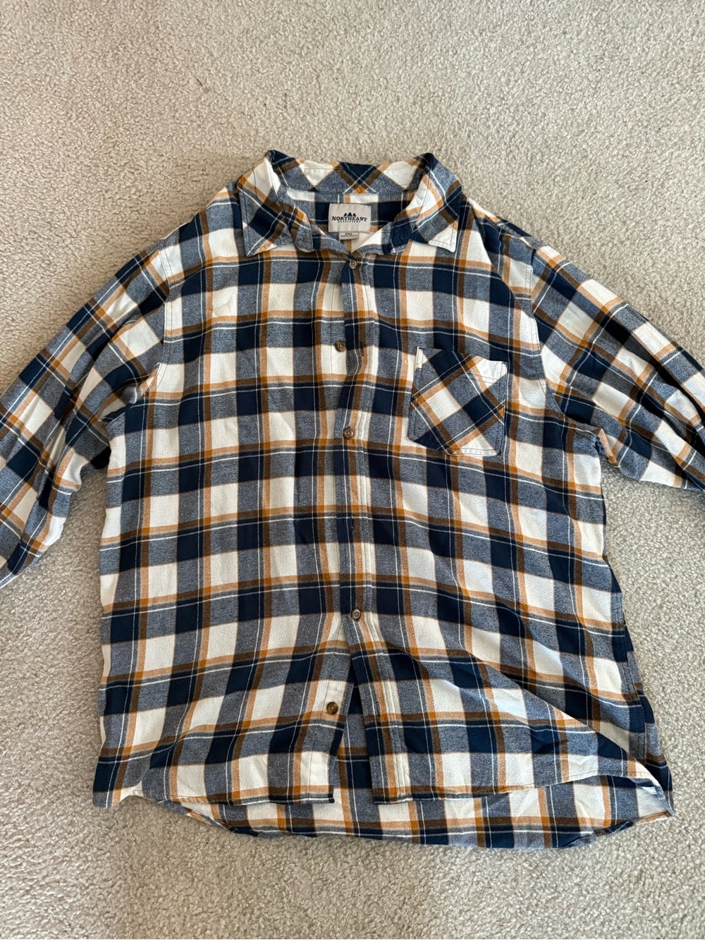 Men’s Navy & White Plaid Button-Up Shirt